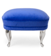 Footstool for Emma and Mia armchair, dressed in velvet upholstery color VIOLET. Here, with aluminum base, molded and hand polished in Sweden. Also available with wooden leg in all colors.
